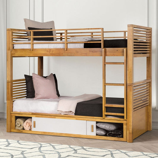 Furniture of America - Richland Twin/Twin Bunk Bed in Light Oak - FM-BK103AK-T-BED View 1