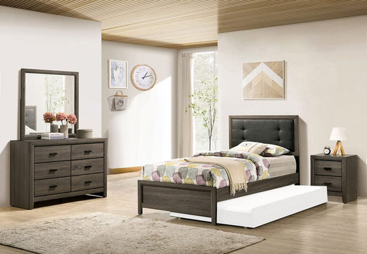 Furniture of America - Roanne 4 Pc. Twin Bedroom Set in Gray/Charcoal - FOA7927T-4PC View 1