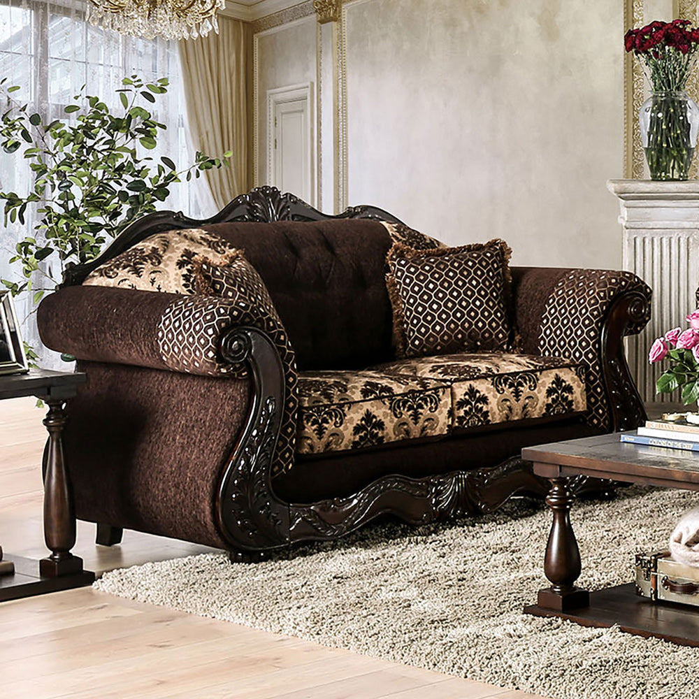 Furniture of America - Ronja Loveseat in Dark Brown - SM6431-LV View 1