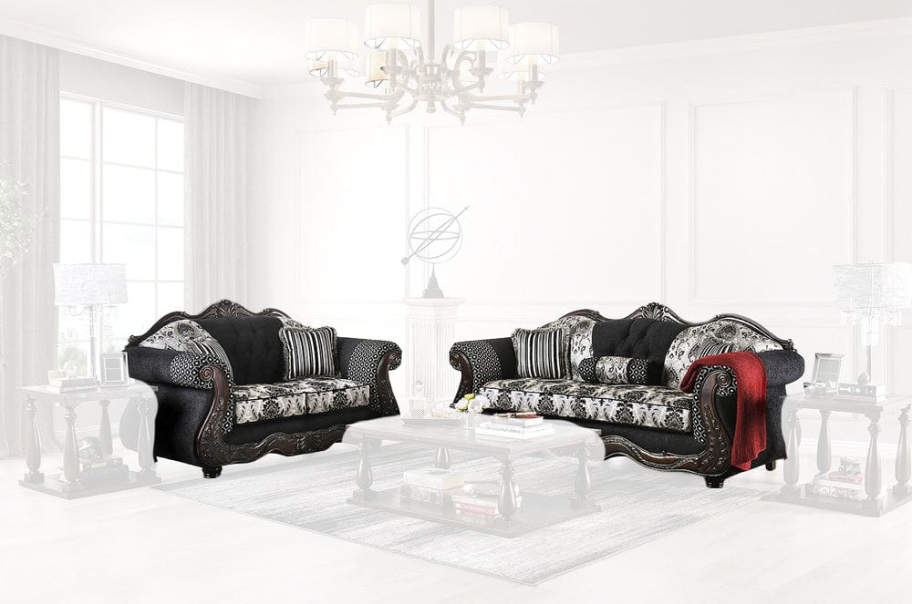Furniture of America - Ronja Sofa + Loveseat in Black - SM6432-2PC View 1