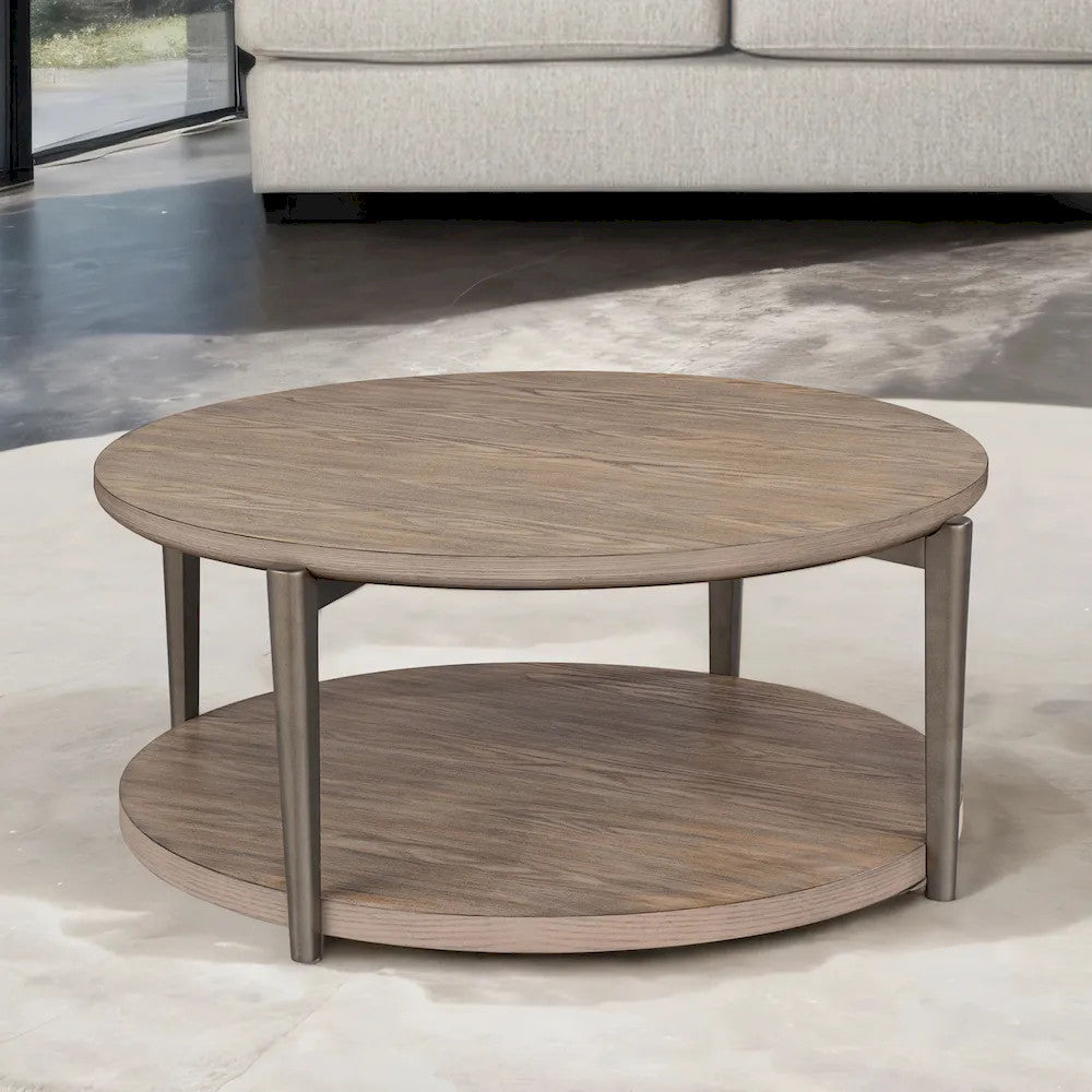 Furniture of America - Roros - Round Cocktail Table - FM44008NT-CR view 1