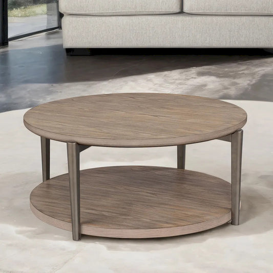 Furniture of America - Roros - Round Cocktail Table - FM44008NT-CR view 1