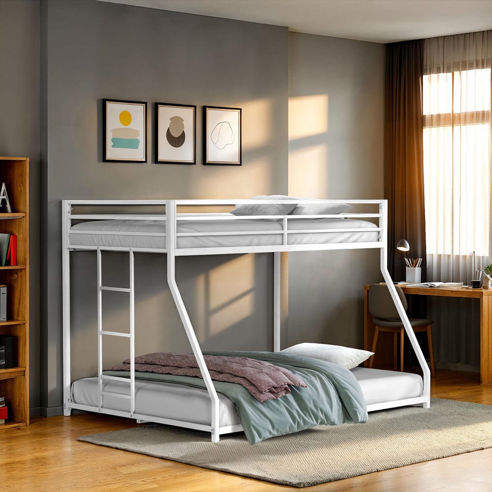 Furniture of America - Rothwell Twin/Full Metal Bunk Bed in Matte White - FM-BK1200WH-TF View 2