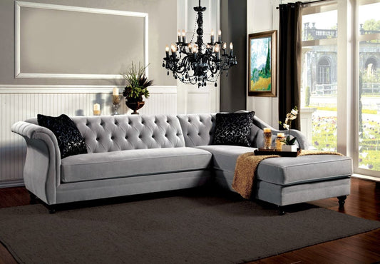 Furniture of America - Rotterdam Sectional in Warm Gray/Black/Silver - SM2261-PK View 1