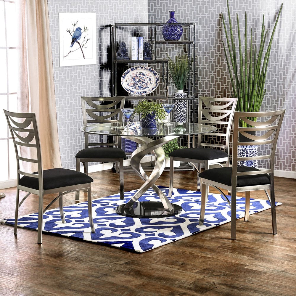 Furniture of America - Roxo 5 Pc. Dining Table Set in Silver/Black - CM3729T-5PC View 1