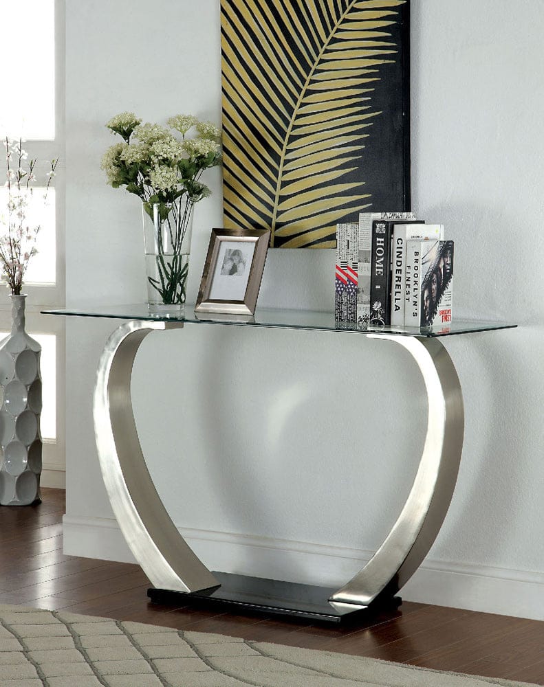 Furniture of America - Roxo Sofa Table in Satin Plated/Black - CM4728S View 1