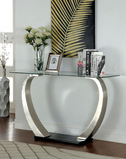 Furniture of America - Roxo Sofa Table in Satin Plated/Black - CM4728S View 1