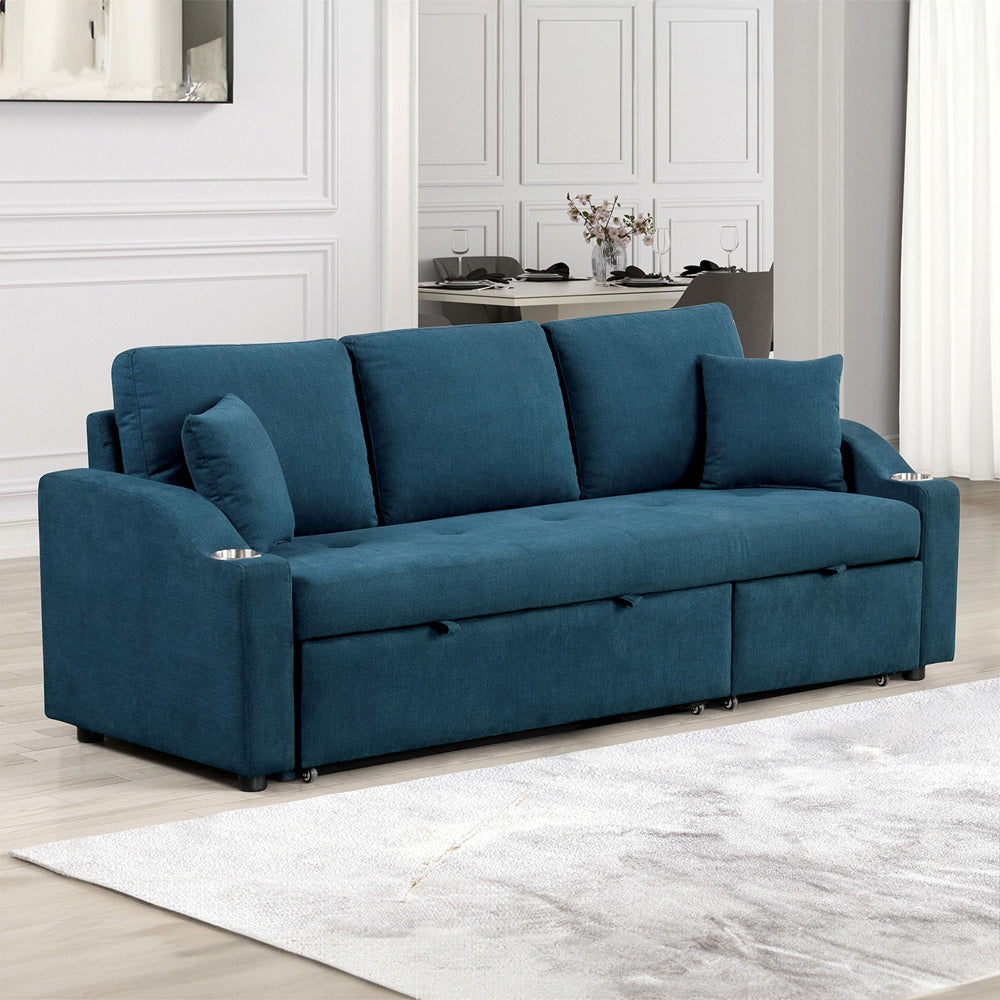 Furniture of America - Royden Sleeper Sofa w/ Cupholder in Blue - FM6963BL-PK View 1