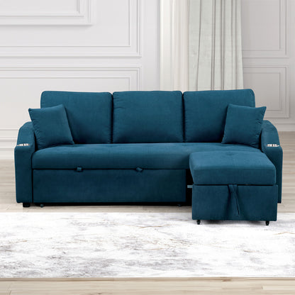 Furniture of America - Royden Sleeper Sofa w/ Cupholder in Blue - FM6963BL-PK View 2