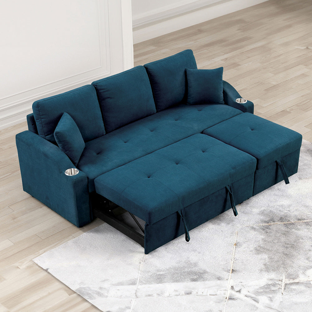 Furniture of America - Royden Sleeper Sofa w/ Cupholder in Blue - FM6963BL-PK View 3