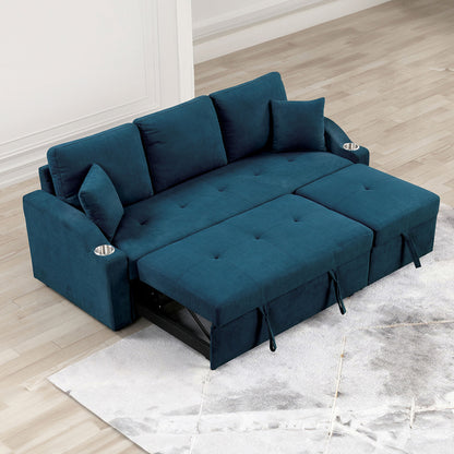 Furniture of America - Royden Sleeper Sofa w/ Cupholder in Blue - FM6963BL-PK View 3