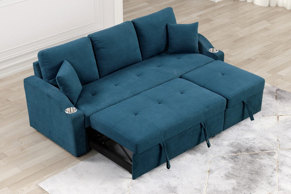 Furniture of America - Royden Sleeper Sofa w/ Cupholder in Blue - FM6963BL-PK View 5