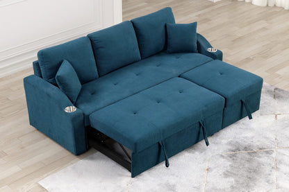 Furniture of America - Royden Sleeper Sofa w/ Cupholder in Blue - FM6963BL-PK View 5