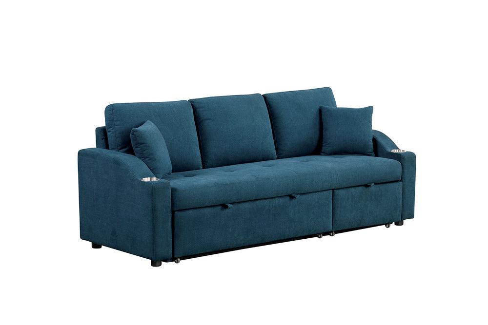 Furniture of America - Royden Sleeper Sofa w/ Cupholder in Blue - FM6963BL-PK View 7