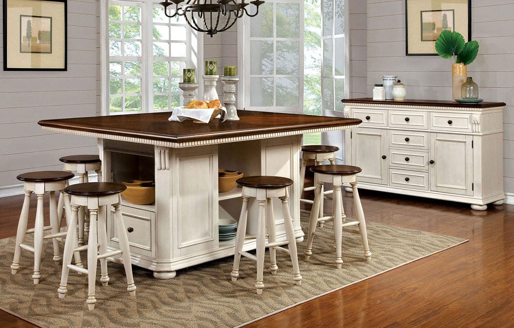 Furniture of America - Sabrina Counter Ht. Stool in Off-White/Cherry - CM3199WC-ST-2PK View 2