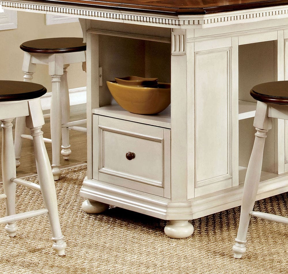 Furniture of America - Sabrina Counter Ht. Table in Off-White/Cherry - CM3199WC-PT-TABLE View 3