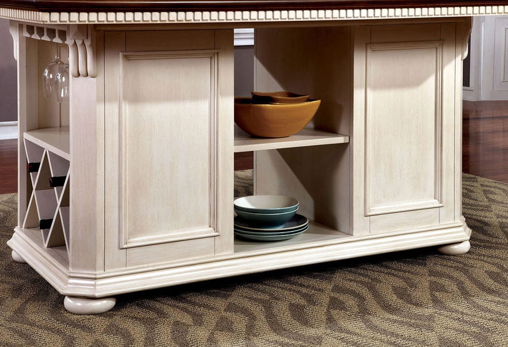 Furniture of America - Sabrina Counter Ht. Table in Off-White/Cherry - CM3199WC-PT-TABLE View 4
