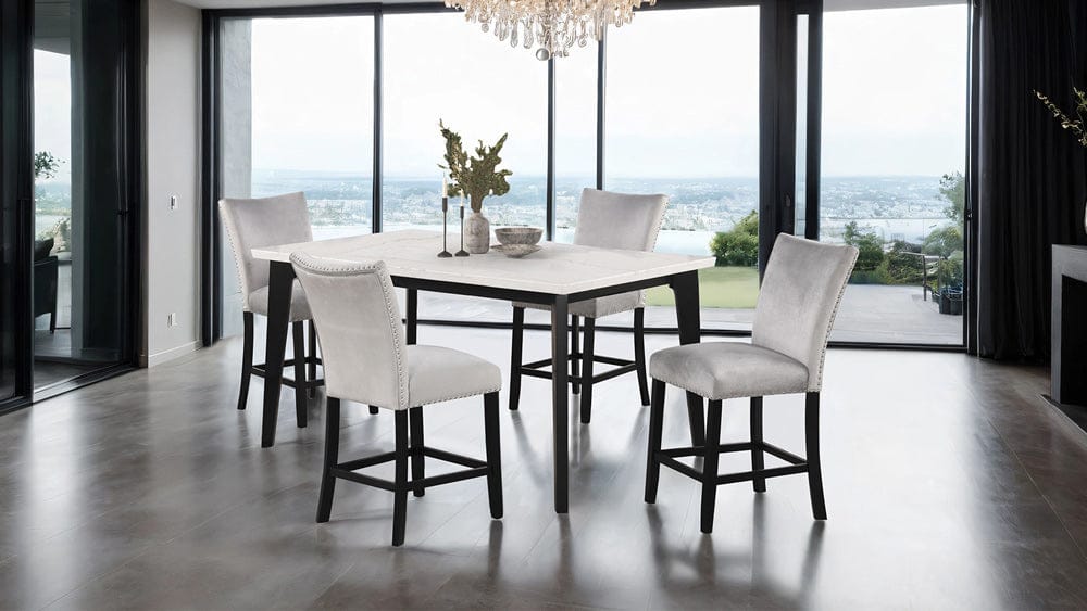 Furniture of America - Sabro 5 Pc. Rect Counter Ht. Set in Black/White - FM3330BK-PT-5PC View 1