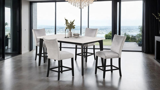 Furniture of America - Sabro 5 Pc. Rect Counter Ht. Set in Black/White - FM3330BK-PT-5PC View 1