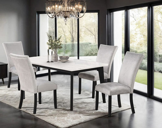 Furniture of America - Sabro 7 Pc. Rect Dining Table Set in Black/White - FM3330BK-T-7PC View 1