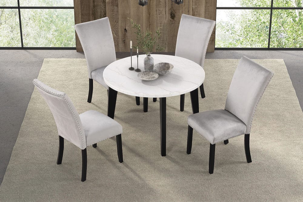 Furniture of America - Sabro Round Dining Table w/ Marble Top in Black/White - FM3330BK-RT-TABLE View 2