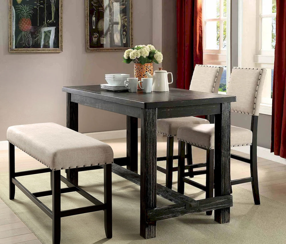 Furniture of America - Sania - 3 Pc. Counter Ht. Table Set w/ Bench - CM3324BK-PT-4PC view 1