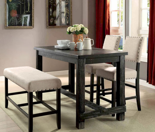 Furniture of America - Sania - 3 Pc. Counter Ht. Table Set w/ Bench - CM3324BK-PT-4PC view 1