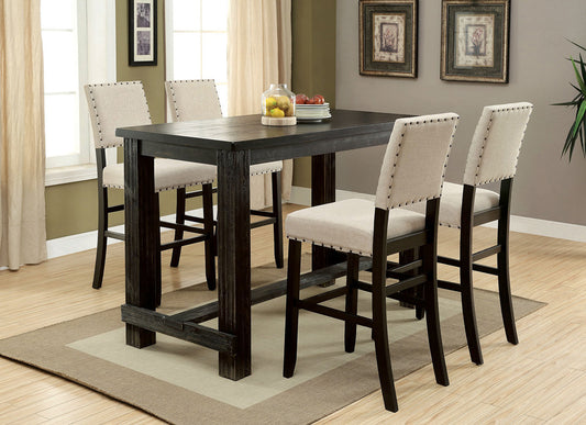 Furniture of America - Sania 5 Pc. Bar Table Set in Antique Black/Ivory - CM3324BK-BT-5PC View 1