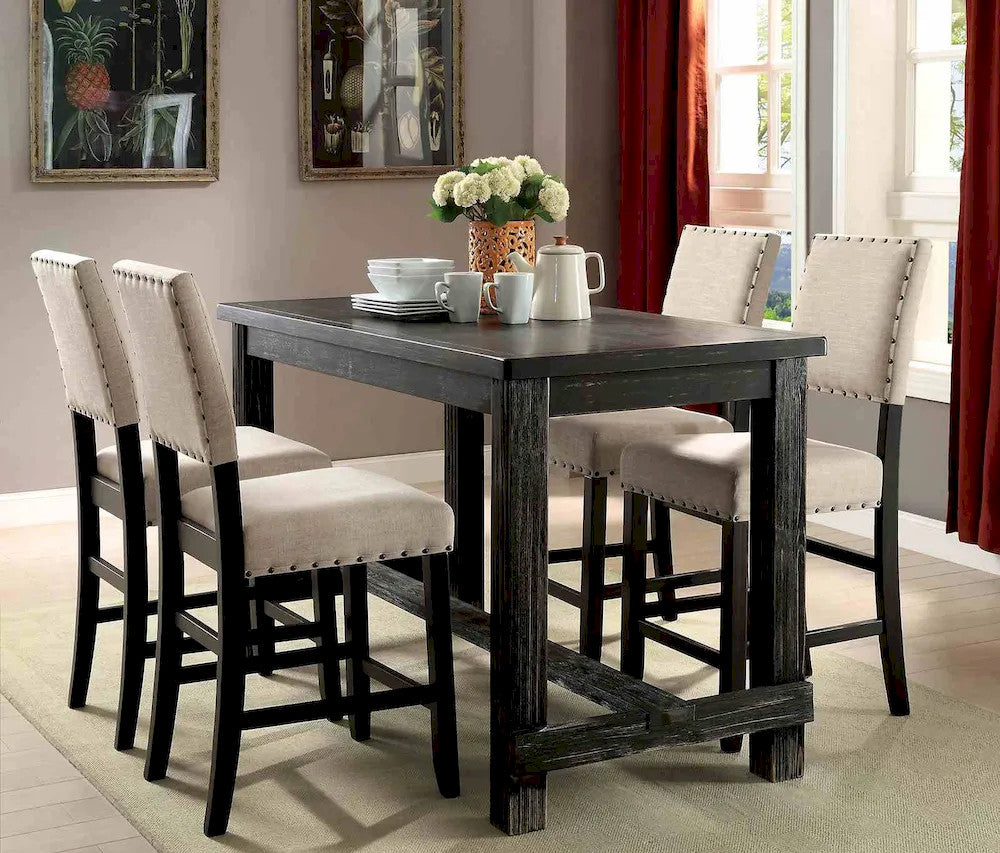 Furniture of America - Sania - 5 Pc. Counter Ht. Table Set - CM3324BK-PT-3564-5PC view 1