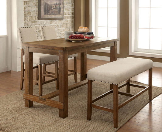 Furniture of America - Sania 5 Pc. Counter Ht. Table Set in Rustic Oak - CM3324PT-5PC View 1
