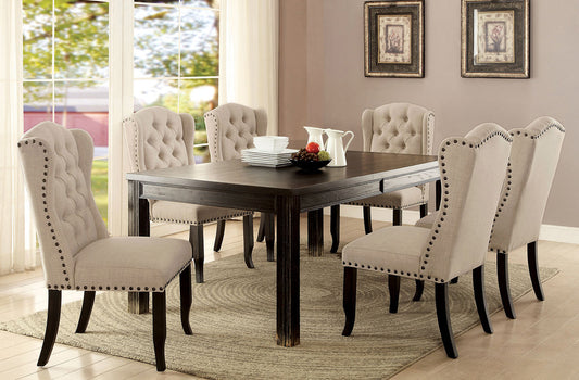 Furniture of America - Sania 7 Pc. 72" Dining Table Set in Antique Black/Gray - CM3324BK-T-3564GY-7P View 1