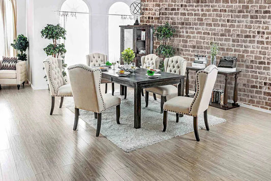 Furniture of America - Sania - 7 Pc. Dining Table Set - Antique Black/Gray - CM3324BKT84-3564GY-7 view 1
