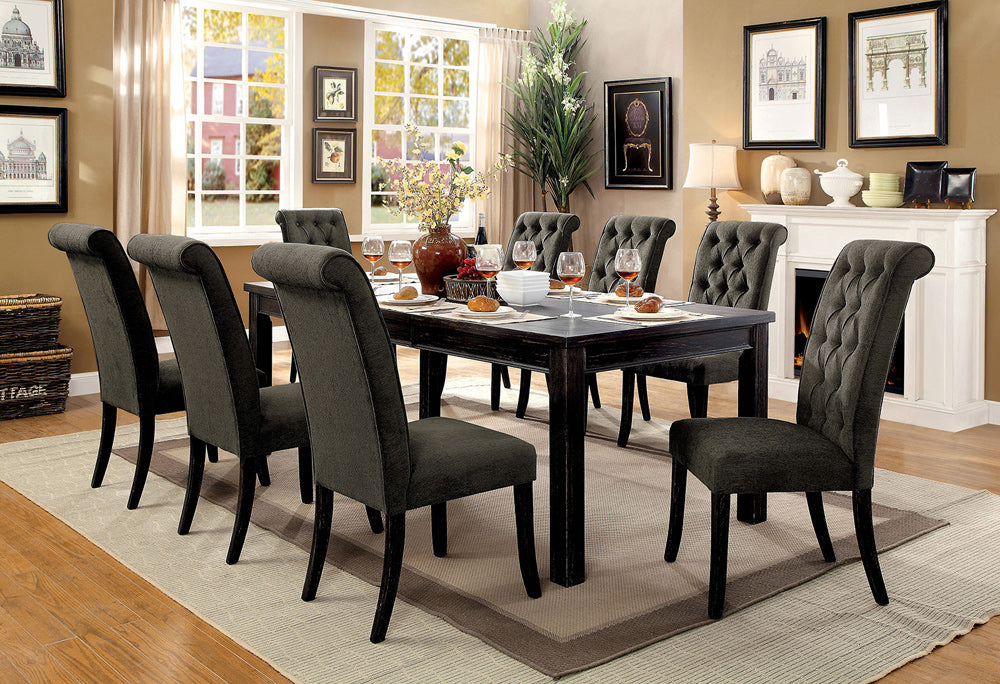 Furniture of America - Sania 9 Pc. 84" Dining Table Set in Antique Black/Gray - CM3324BK-T-84-GY-9PC View 1