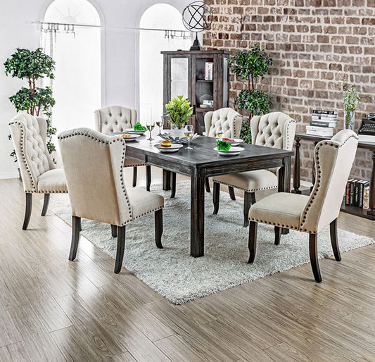 Furniture of America - Sania 9 Pc. Dining Table Set in Antique Black/Gray - CM3324BKT84-3564GY-9 View 1