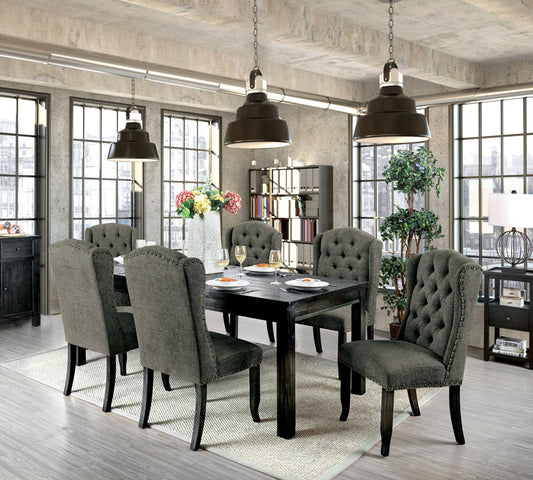 Furniture of America - Sania 9 Pc. Dining Table Set With Side Chairs in Dark Gray - CM3324BK-T-84-9PC View 1