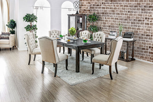 Furniture of America - Sania 9 Pc. Dining Table Set With Wingback Chairs in Beige - CM3324BKT84-3564-9PC View 1