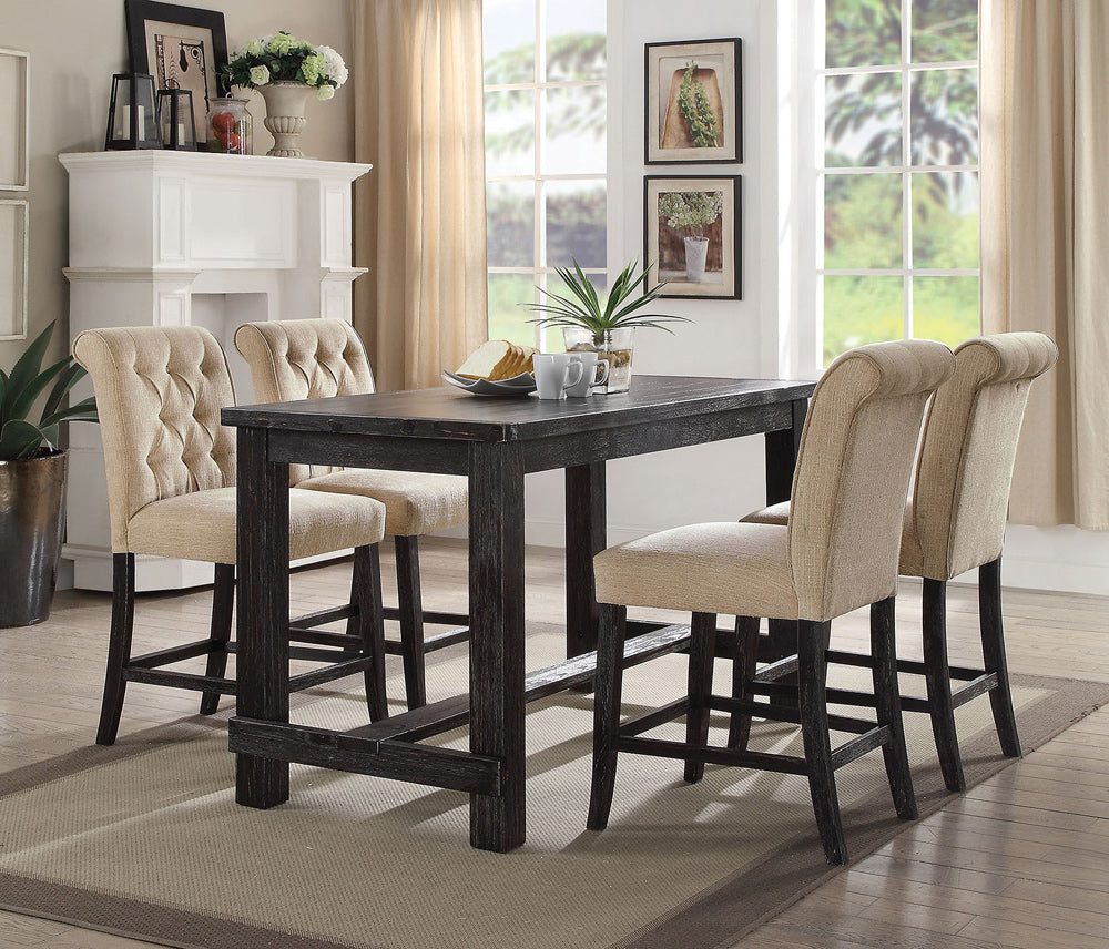 Furniture of America - Sania Counter Ht. Chair Set of 2 in Antique Black/Beige - CM3324BK-PC-2PK View 2