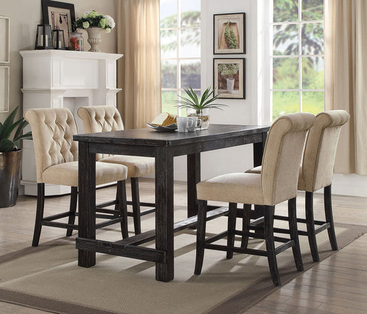 Furniture of America - Sania Counter Ht. Chair Set of 2 in Antique Black/Beige - CM3324BK-PC-2PK View 2