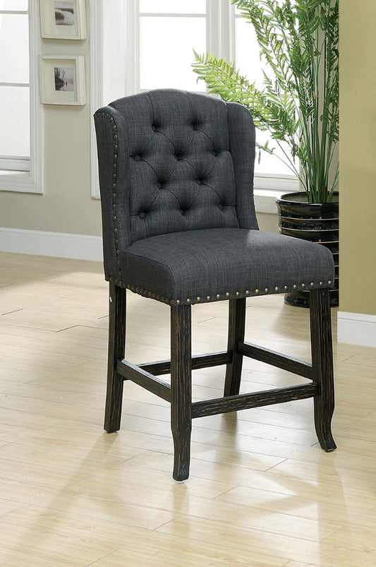 Furniture of America - Sania Counter Ht. Wingback Chair in Antique Black/Gray - CM3324BK-GY-PCW-2PK View 1