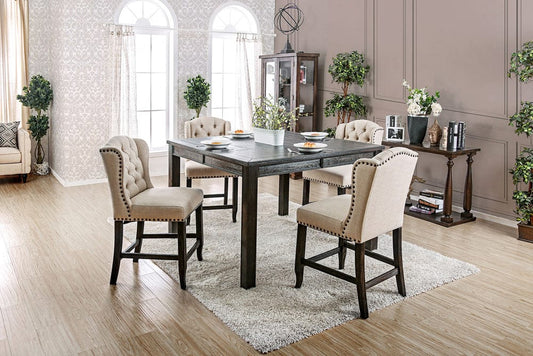 Furniture of America - Sania Iii 7 Pc. Sq Counter Ht. Table Set in Antique Black/Ivory - CM3324BKPT54-3564-7P View 1