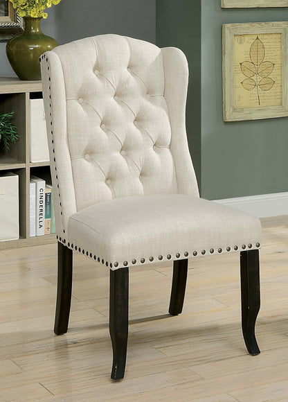 Furniture of America - Sania Wingback Chair in Antique Black/Beige - CM3324BK-SC-2PK View 1