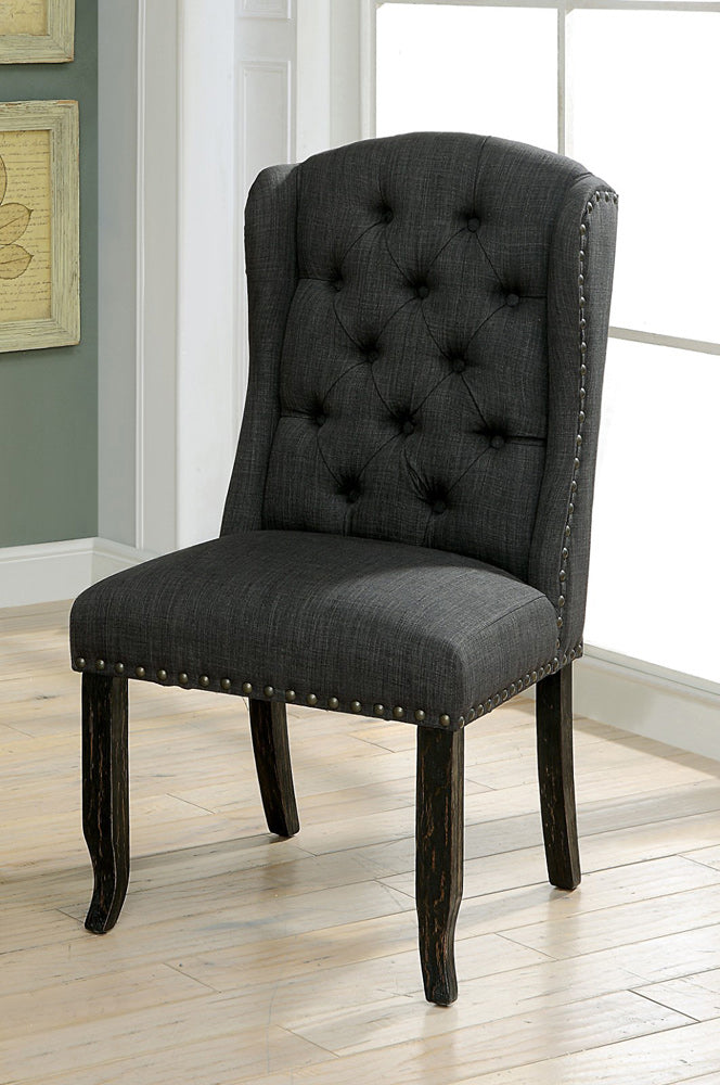 Furniture of America - Sania Wingback Chair in Antique Black/Gray - CM3324BK-GY-SC-2PK View 1