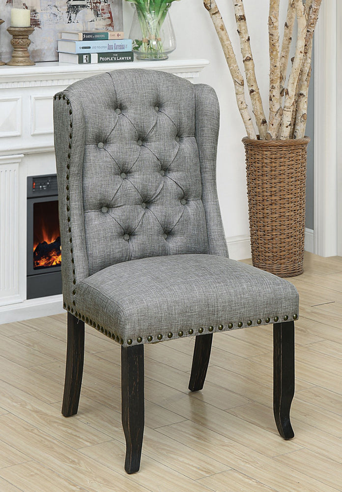 Furniture of America - Sania Wingback Chair in Antique Black/Light Gray - CM3324BK-LG-SC-2PK View 1