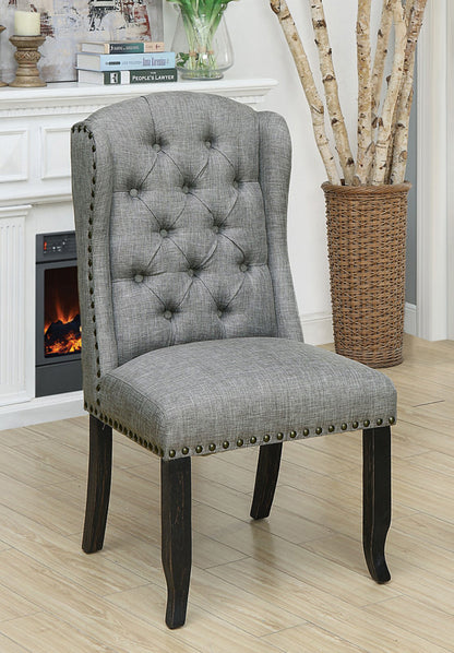 Furniture of America - Sania Wingback Chair in Antique Black/Light Gray - CM3324BK-LG-SC-2PK View 1
