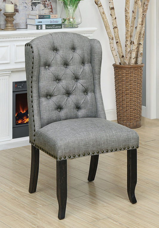 Furniture of America - Sania Wingback Chair in Antique Black/Light Gray - CM3324BK-LG-SC-2PK View 1
