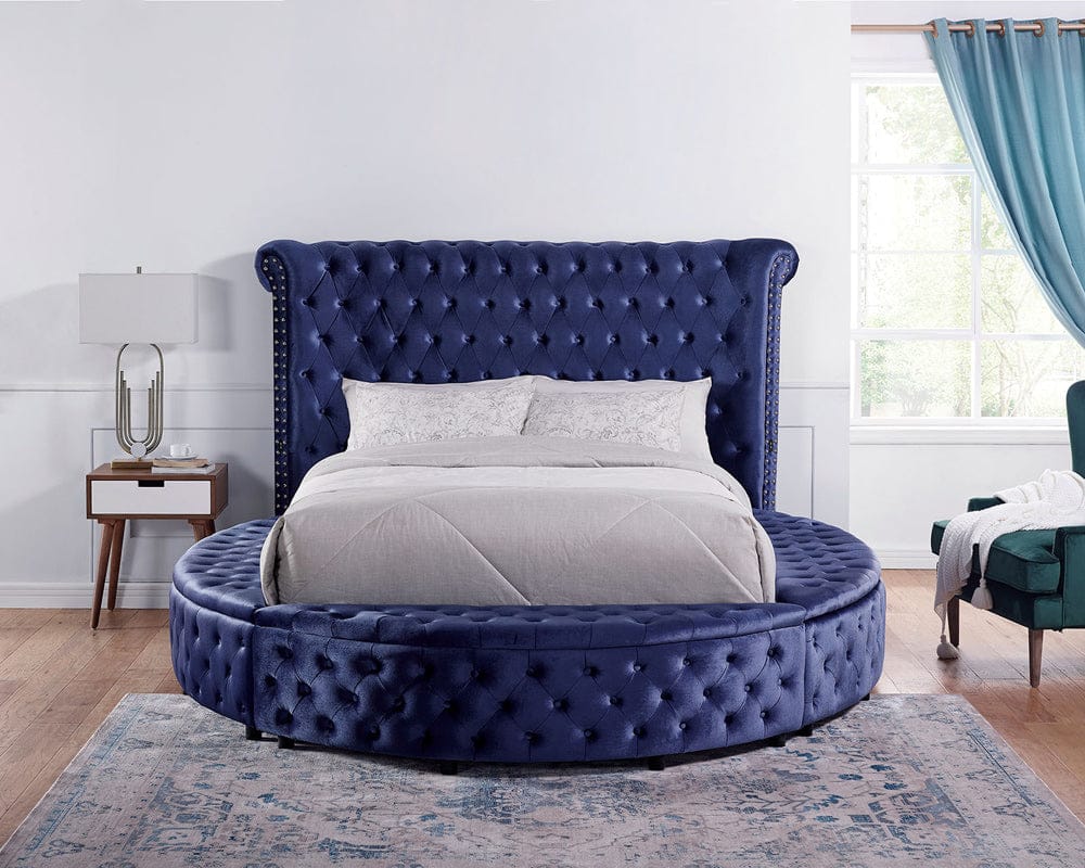 Furniture of America - Sansom E.King Bed in Blue - CM7178BL-EK-BED View 1