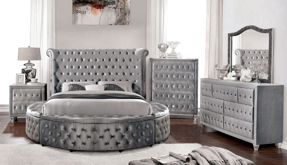 Furniture of America - Sansom E.King Bed in Gray - CM7178GY-EK-BED View 2