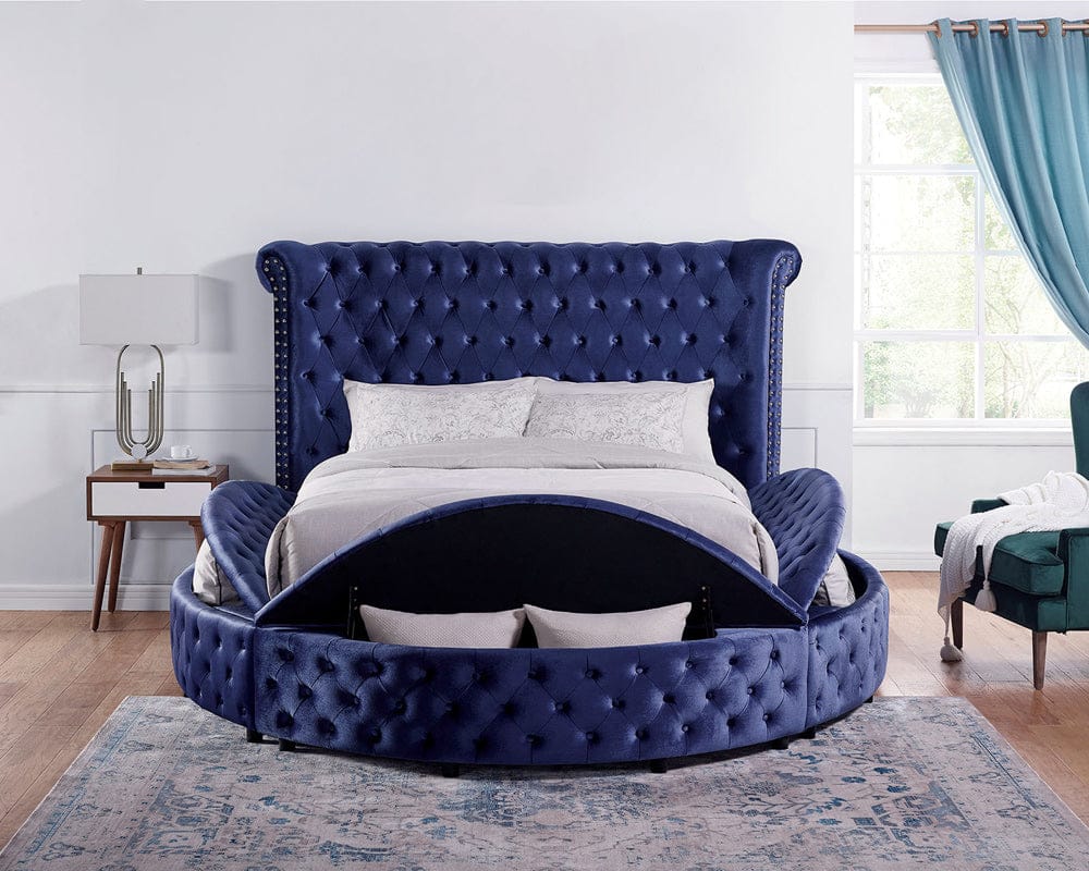 Furniture of America - Sansom Queen Bed in Blue - CM7178BL-Q-BED View 2