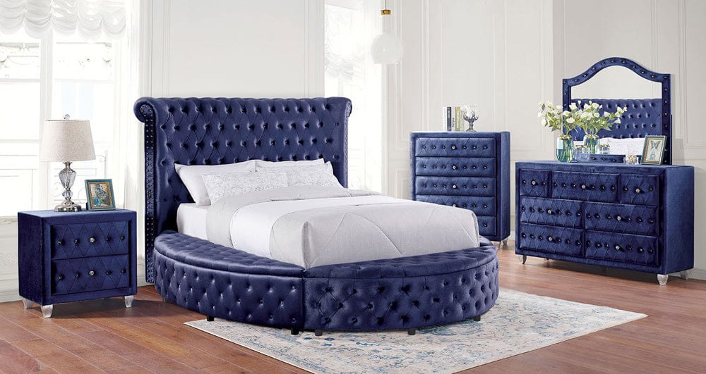 Furniture of America - Sansom Queen Bed in Blue - CM7178BL-Q-BED View 3