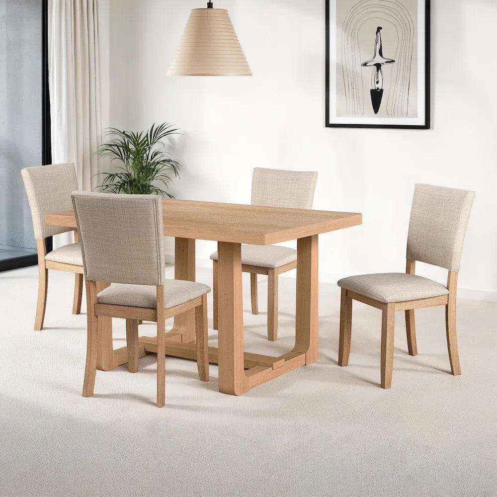 Furniture of America - Sauro - 4 Pc. Dining Table Set - Natural - SL3405NT-T-5PC view 1